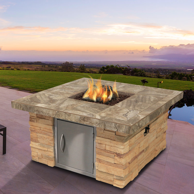 Cal Flame Stone Veneer Steel Propane/Natural Gas Fire Pit Table Wayfair